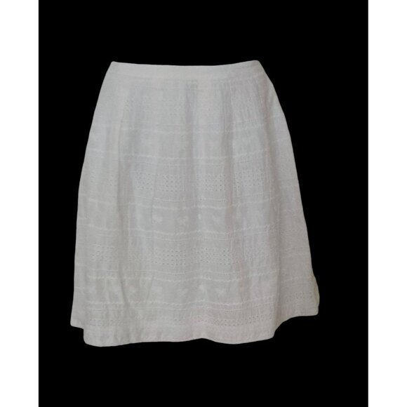 Talbots Skirt Women's White Cotton Eyelet lined pleated size 12 - Picture 2 of 6